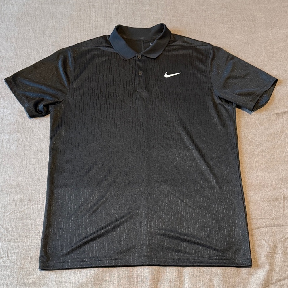 Nike Men's Black Polo Shirt with White Logo